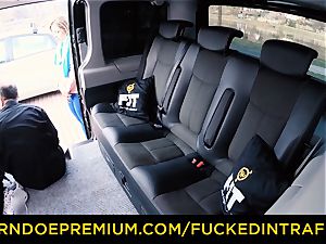 drilled IN TRAFFIC - sport stunner fucked on the backseat